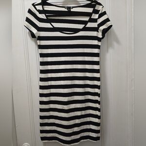 H&M Black and White Striped Dress